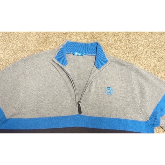 AT&T 1/4 Quarter Zip Sweater Employee Unisex Size‎ Medium Multi Color Gray Blue - Picture 4 of 6